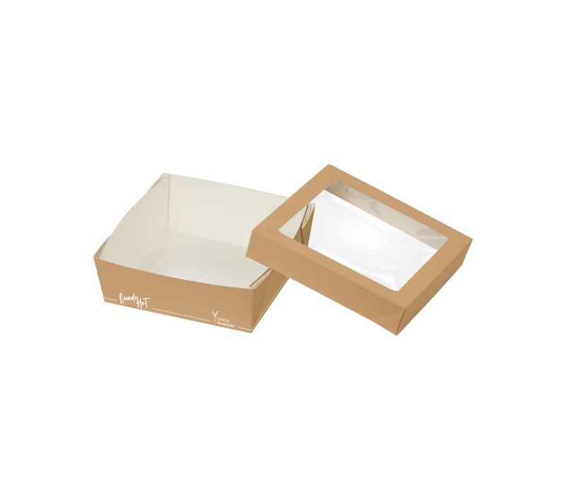 Set 200 Box con coperchio in carta pet 13,5 x 13,5 cm Quadr-Hot - Byo