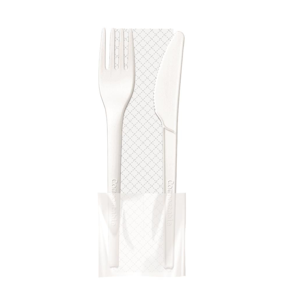 Set 500 Bis posate in cpla con busta compostabile 16,5 cm Style - Byo