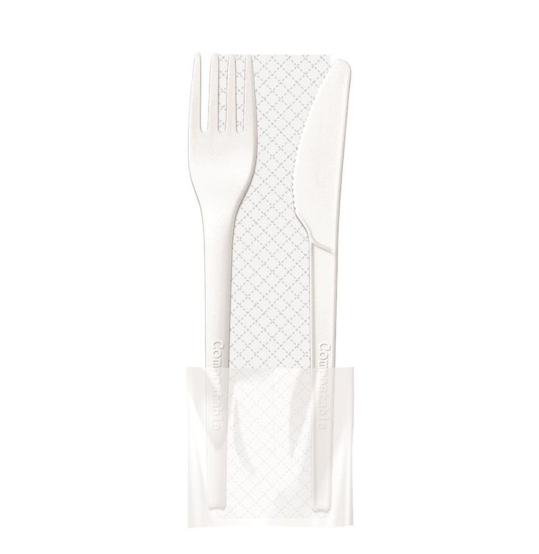 Set 500 Bis posate in cpla con busta compostabile 16,5 cm Style - Byo