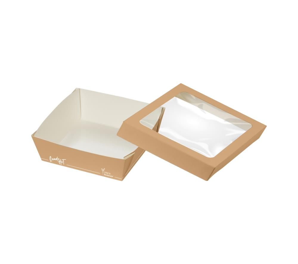 Set 200 Box con coperchio in carta pet 15,5 x 15,5 cm Quadr-Hot - Byo