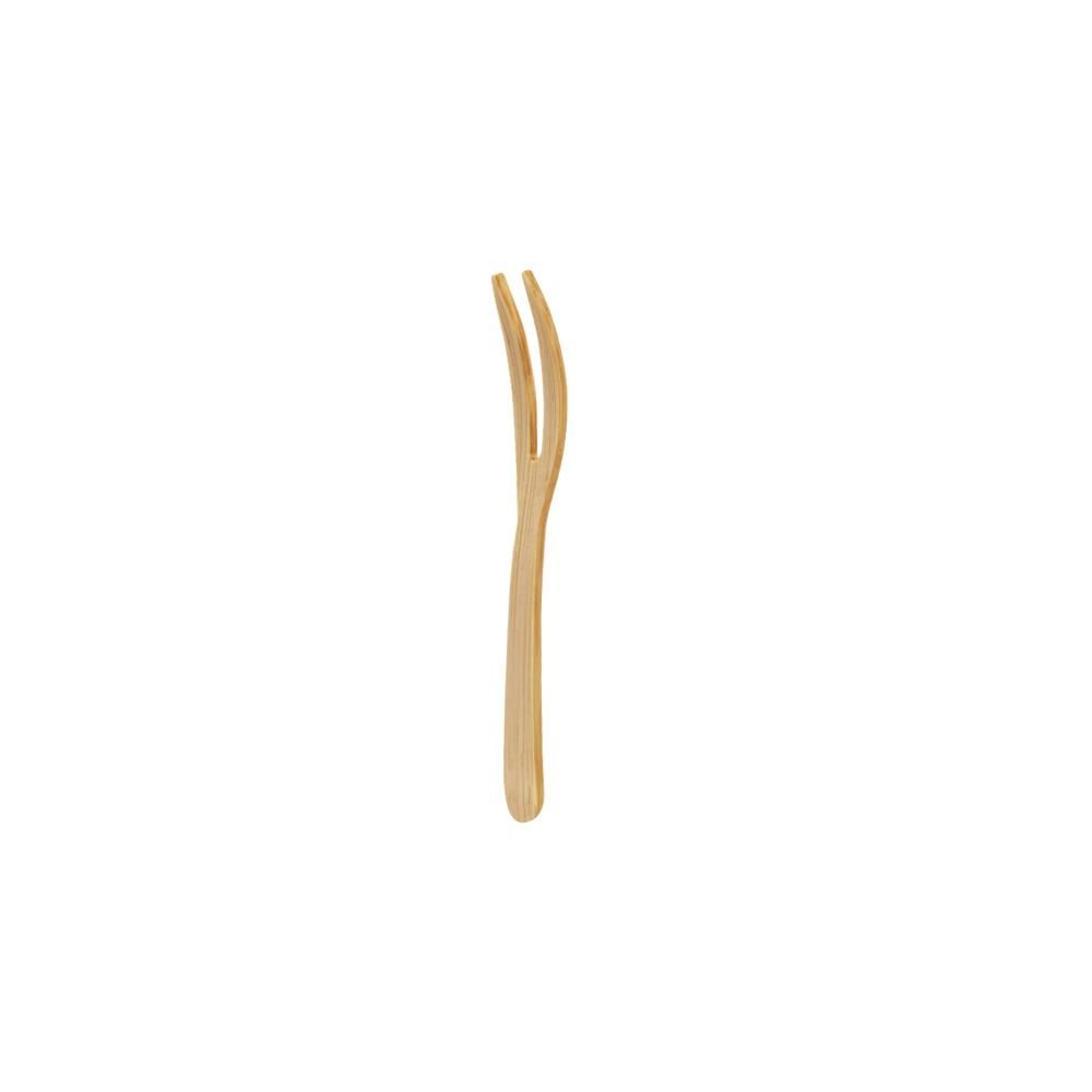 Set 2500 Forchettina curva a 2 punte in bamboo 7,5 cm - Byo