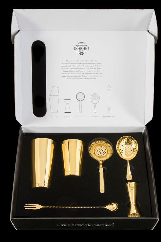 Set utensili da cocktail in scatola Oro - Barprofessional