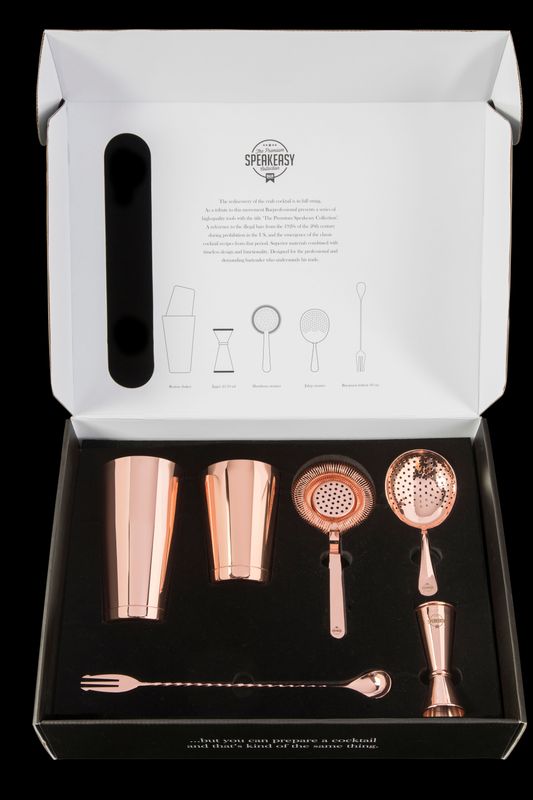 Set utensili da cocktail in scatola Rame - Barprofessional