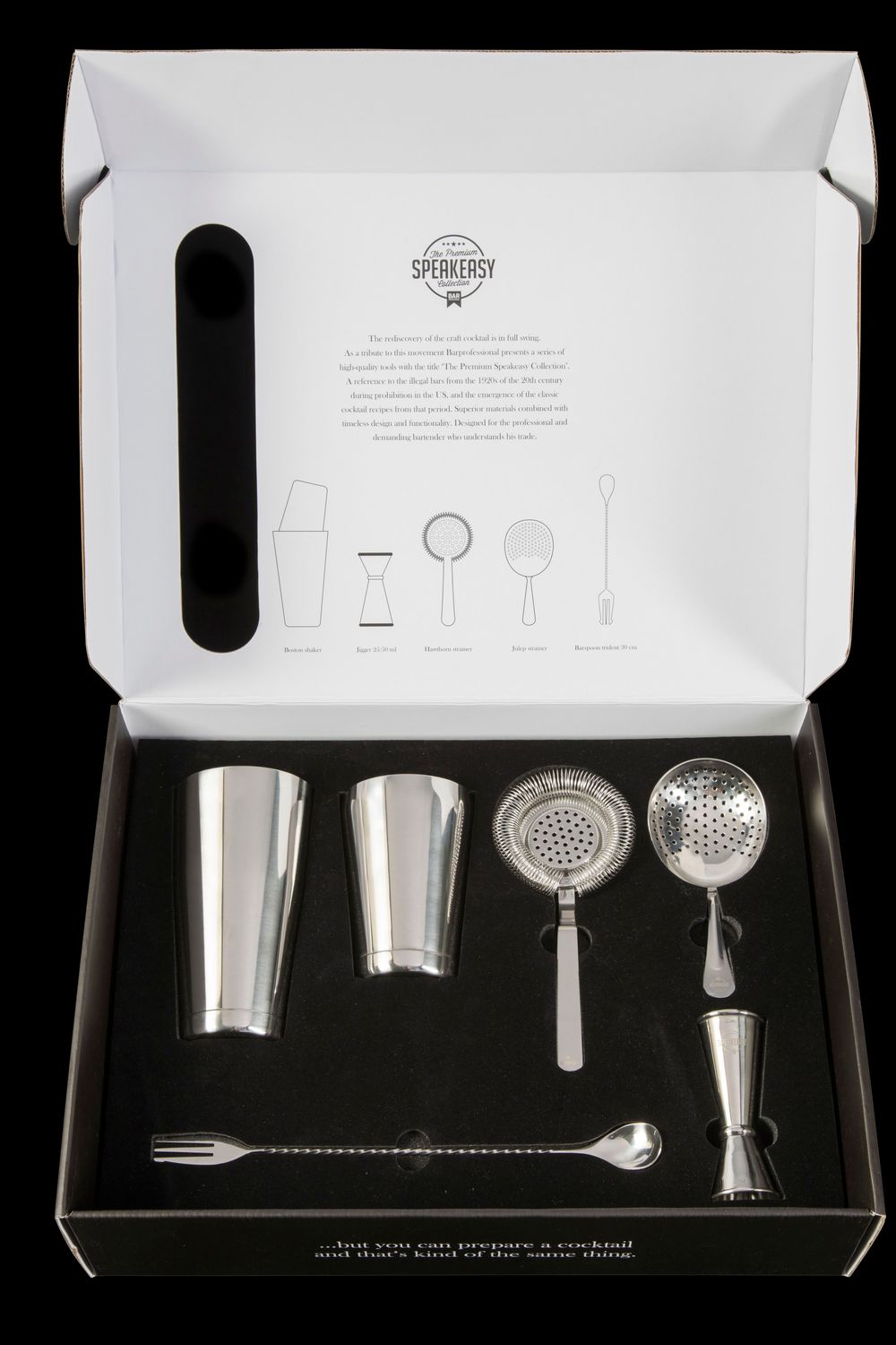 Set utensili da cocktail in scatola Acciaio Inox - Barprofessional