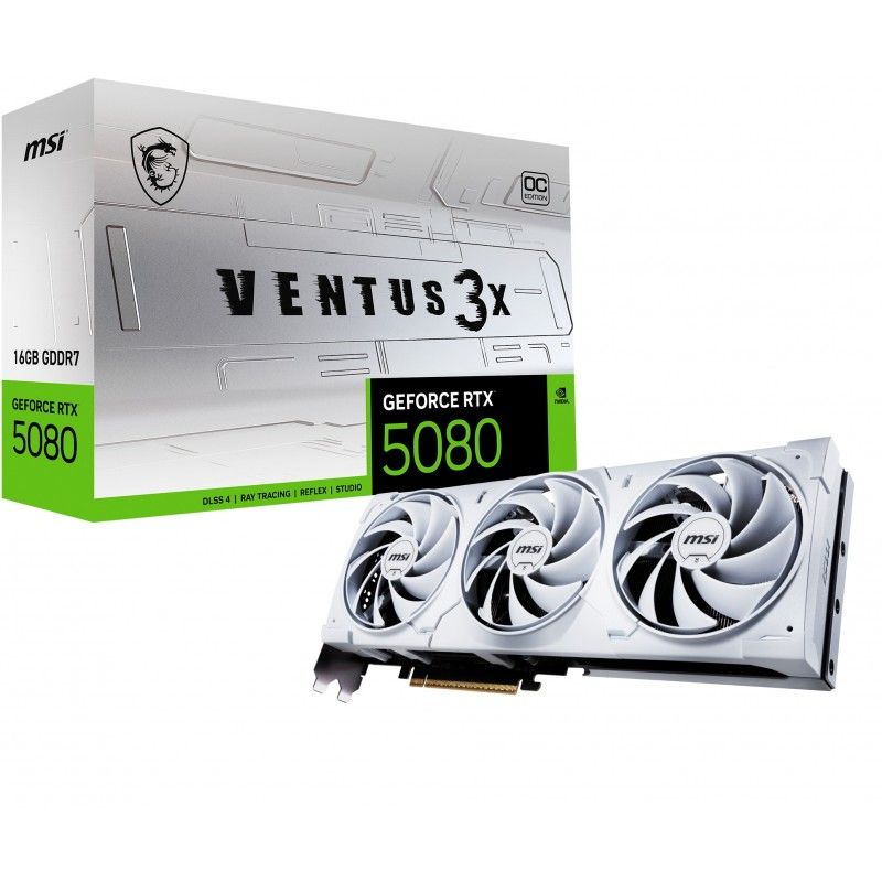 SCHEDA VIDEO MSI NVIDIA GEFORCE RTX 5080 16G VENTUS 3X OC 16GMB GDDR7 BIANCO - SPEDIZIONE IMMEDIATA