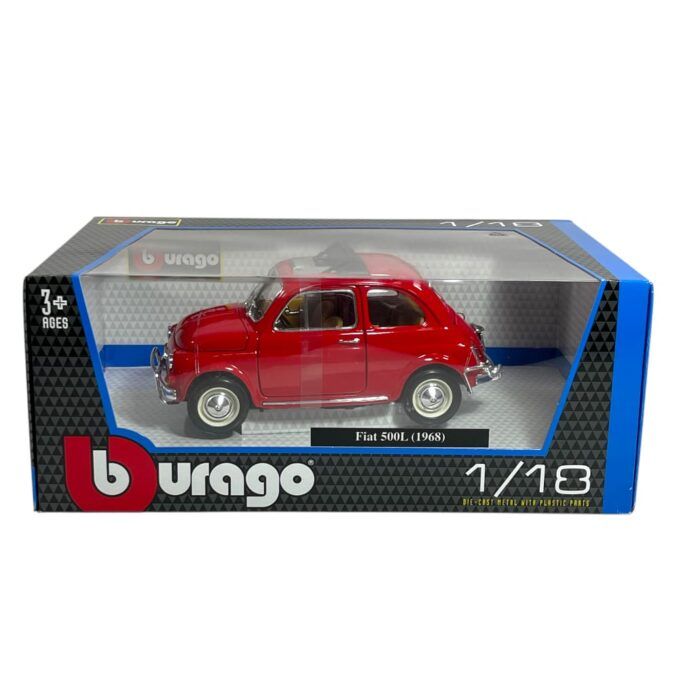 Modellino Auto Bburago 1/18 Fiat 500L 1968 Red Open Roof Modellino Auto Bburago 1/18 Fiat 500L 1968 Red Open Roof