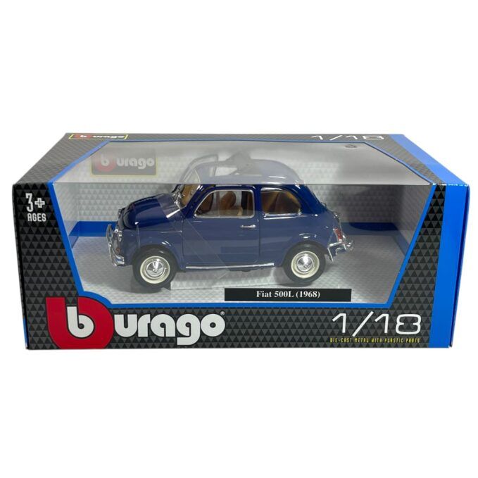 Modellino Auto Bburago 1/18 Fiat 500L 1968 Blue