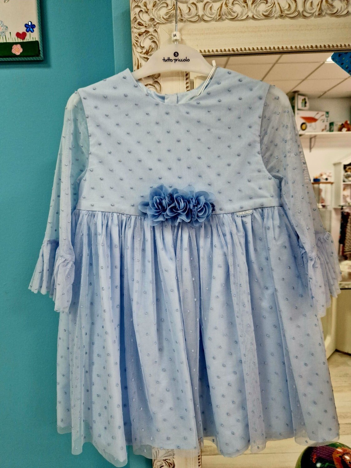 Vestido de plumeti celeste de Tutto Piccolo c