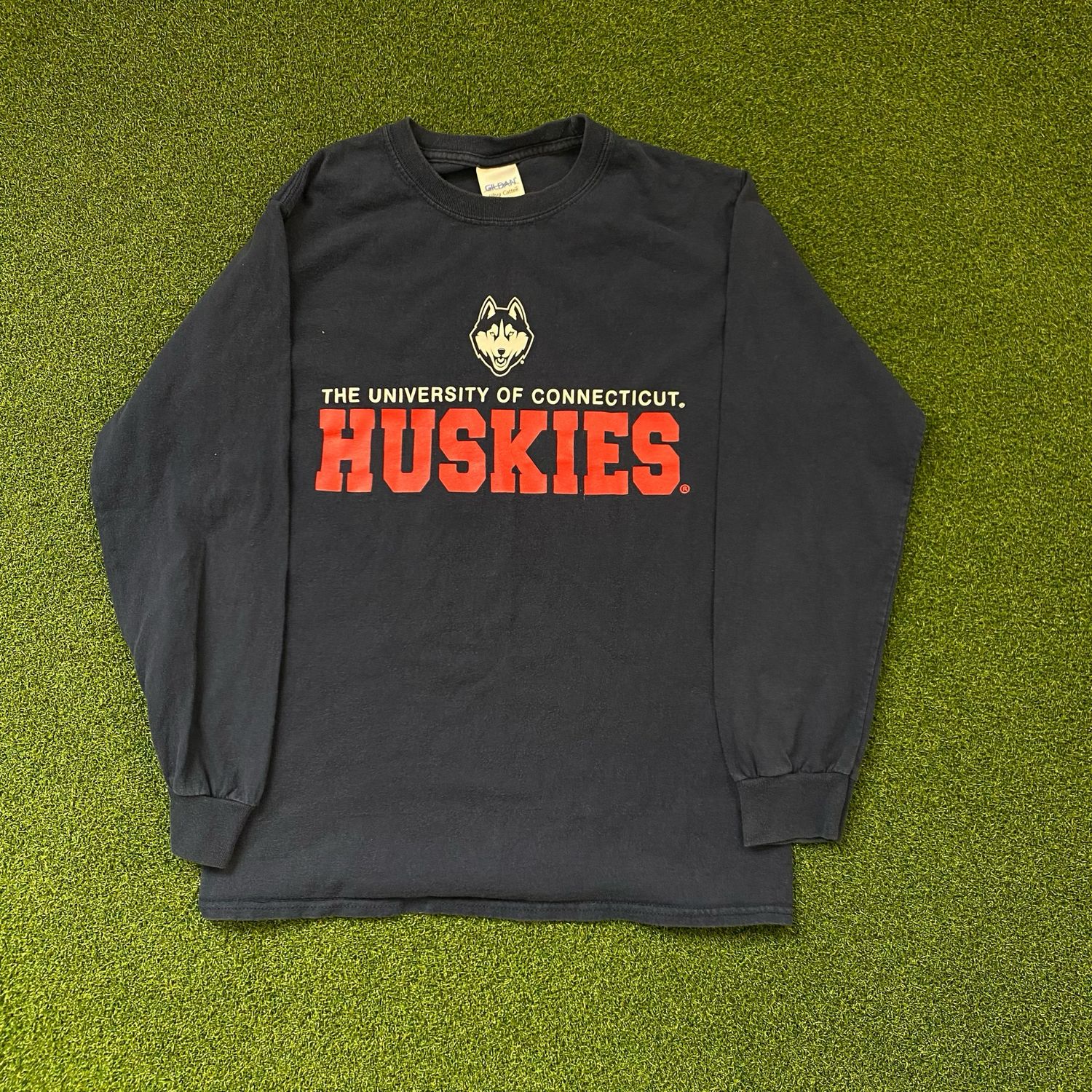 Navy Blue Huskies Longsleeve Vintage Tee