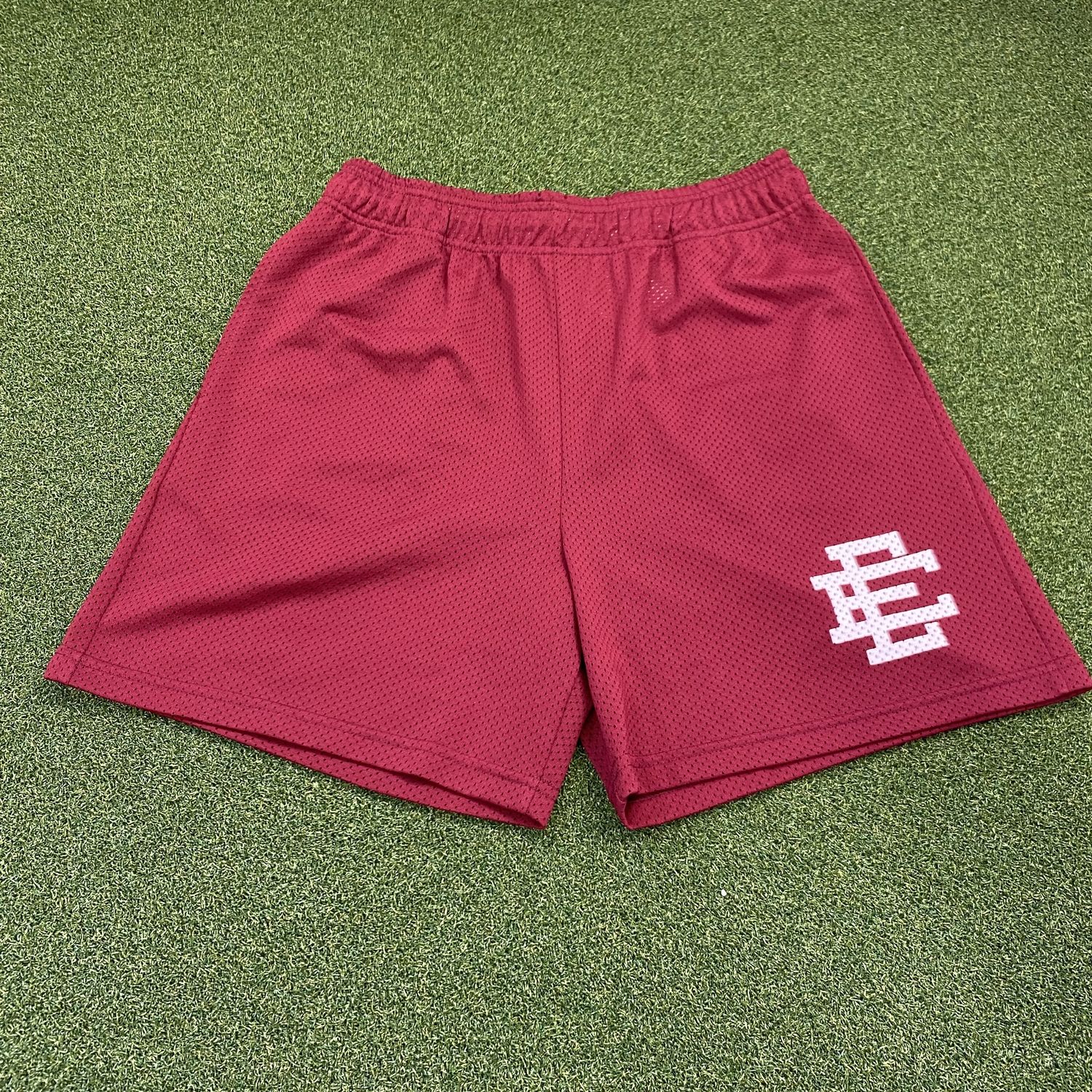EE Shorts (Burgundy/White Logo)