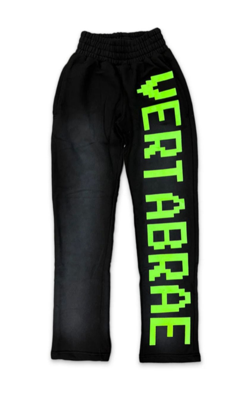 VERTABRAE Sweatpants Washed Black/Neon Green