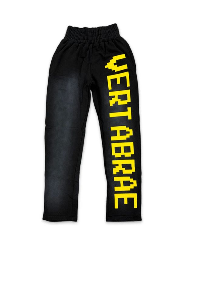 VERTABRAE Sweatpants Washed Black/Yellow