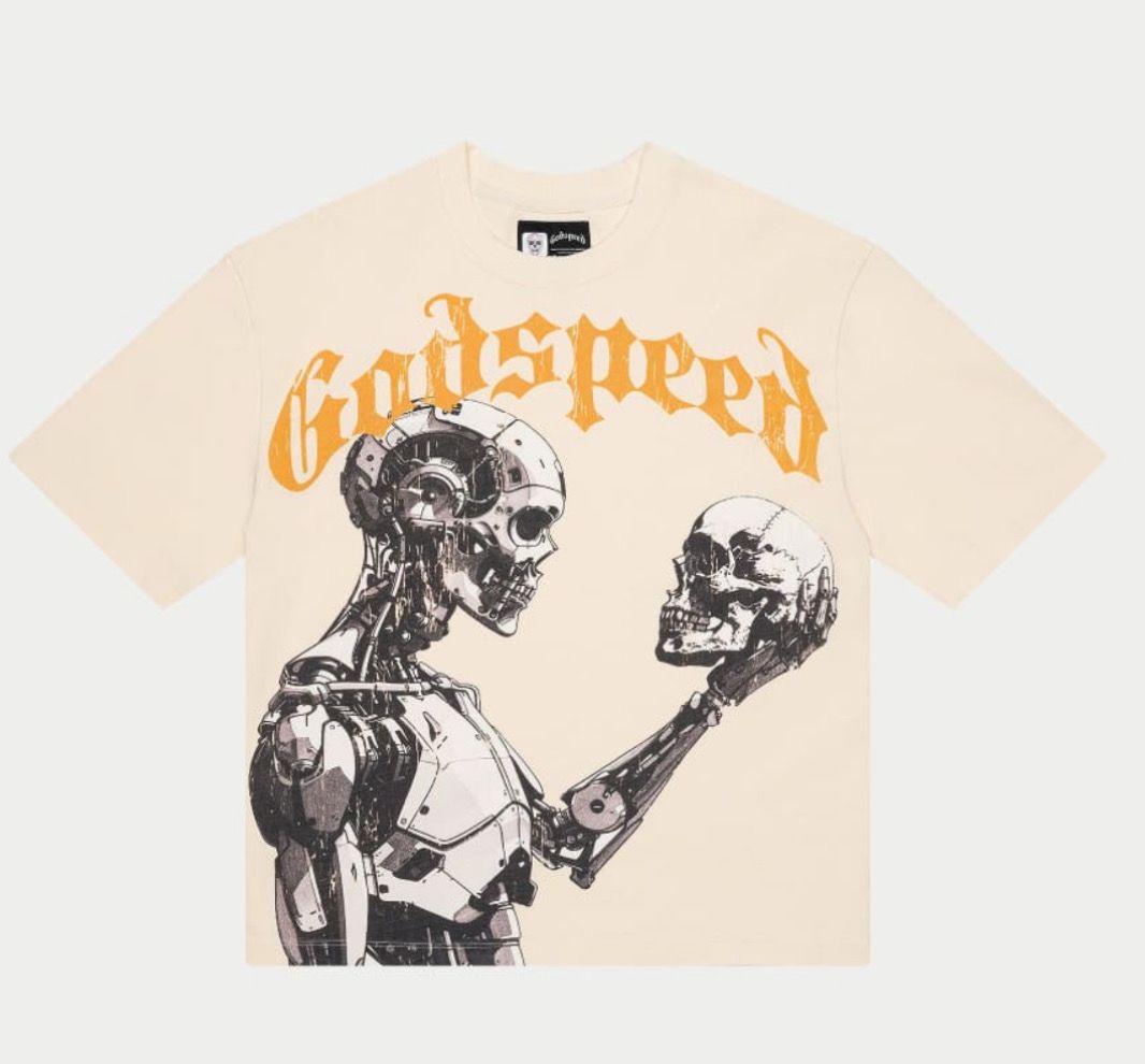 godspeed mankind vs ai III Short Sleeve Tee (Bone/Yellow)