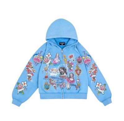 Righteous Risen Zip Up Hoodie Blue
