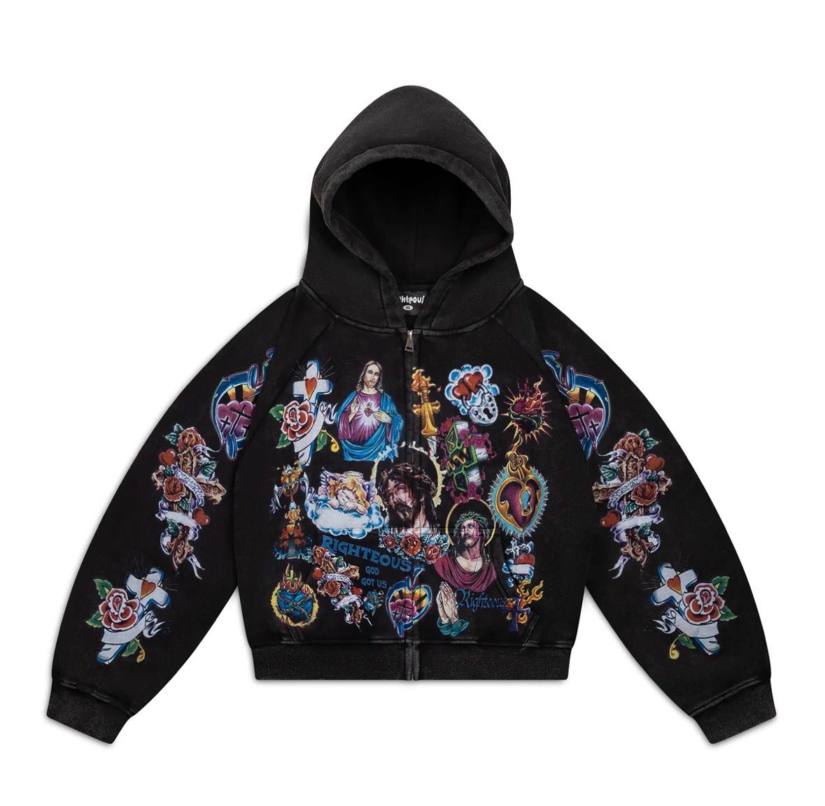Righteous Risen Zip Up Hoodie Black