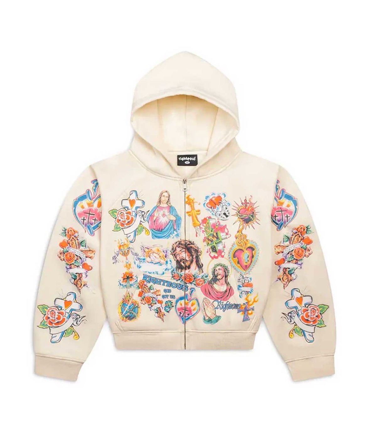 Righteous Risen Zip Up Hoodie Cream