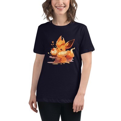Flareon Enjoying a Cupcake Women&#39;s Relaxed T-Shirt