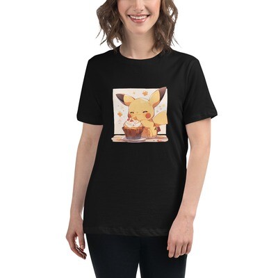 Pikachu Enjoying a Cupcake Women&#39;s Relaxed T-Shirt