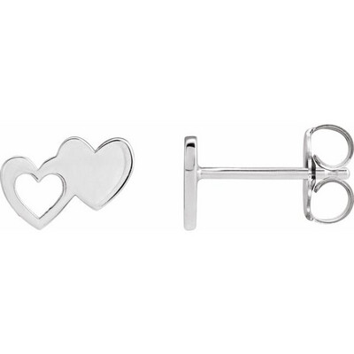 Sterling Silver Double Heart Stud Earrings Sterling Silver Double Heart Stud Earrings