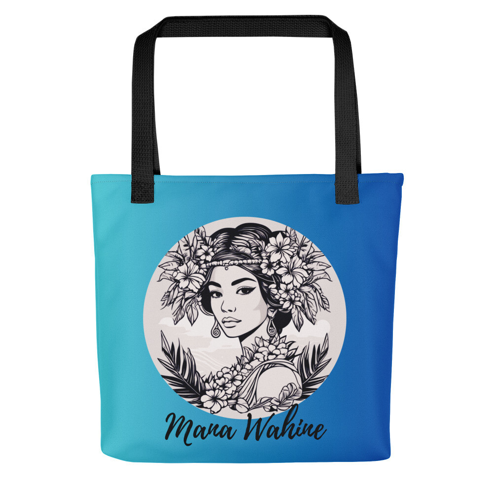 Mana Wahine-Strong Woman Blue Tote Bag