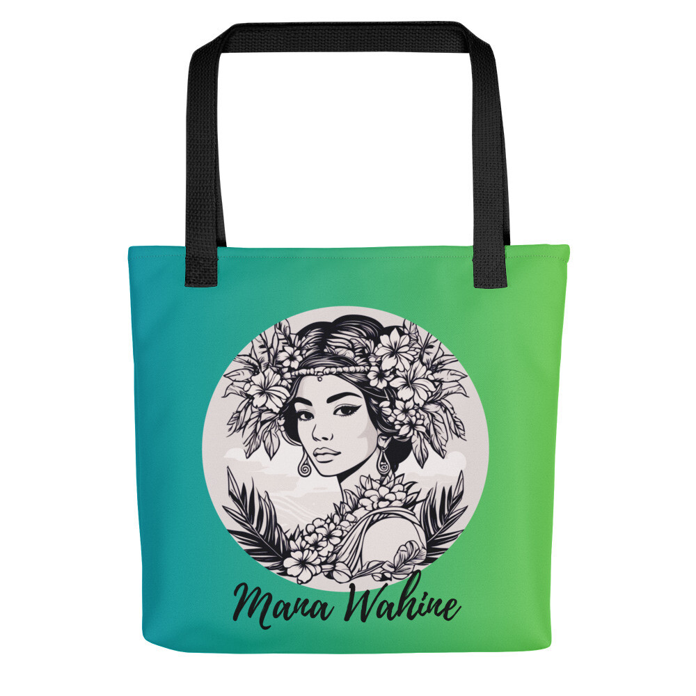 Mana Wahine-Strong Woman Green Tote Bag