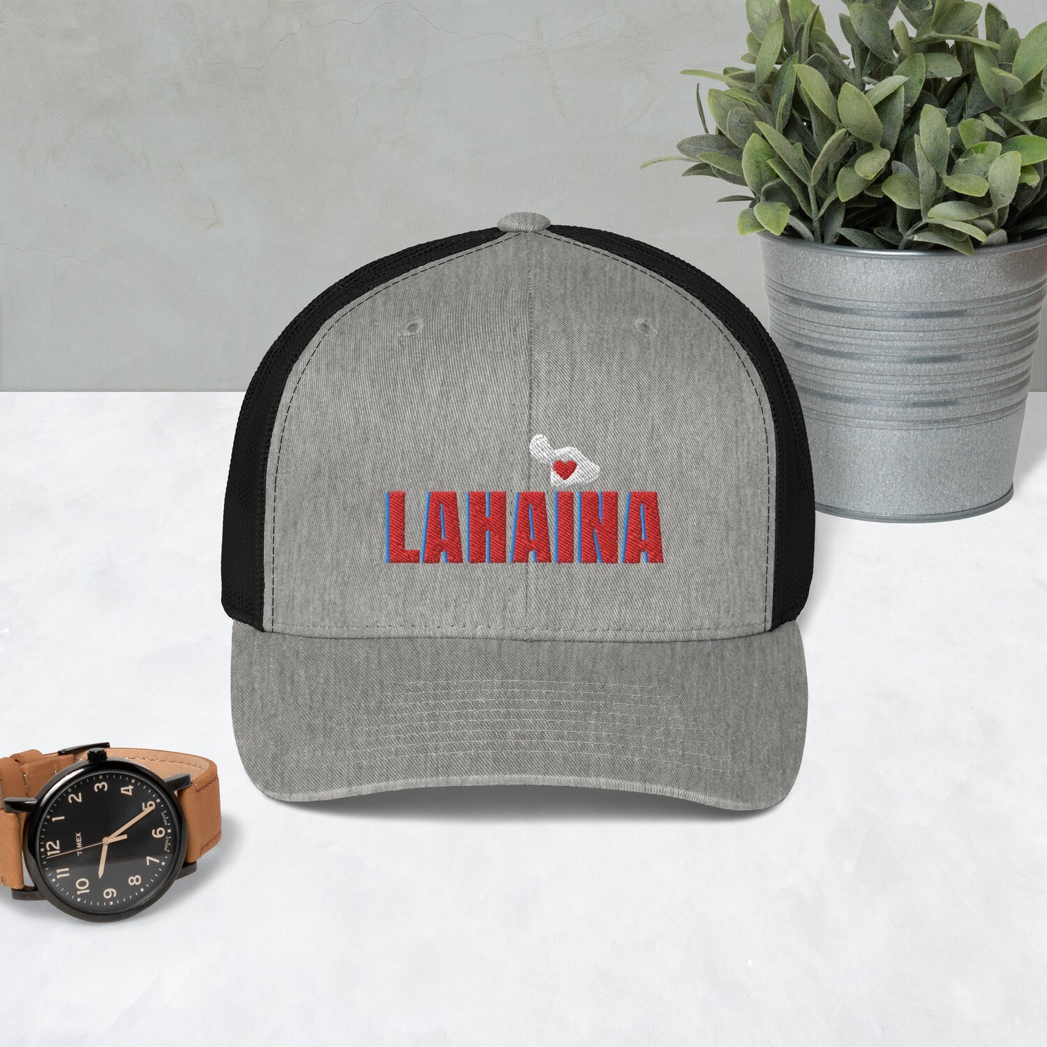 Lahaina Trucker Cap with Map of Maui, Maui Pride Hat