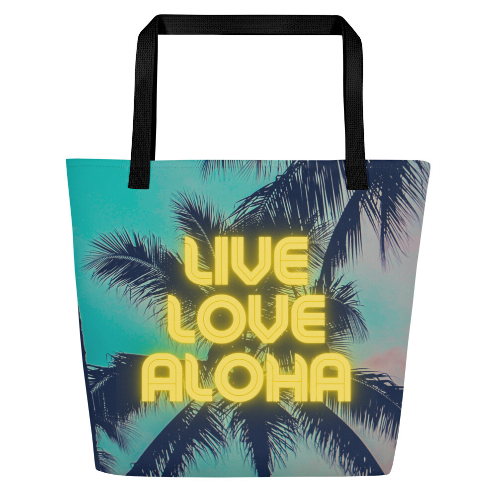 Live Love Aloha Large Tote Bag