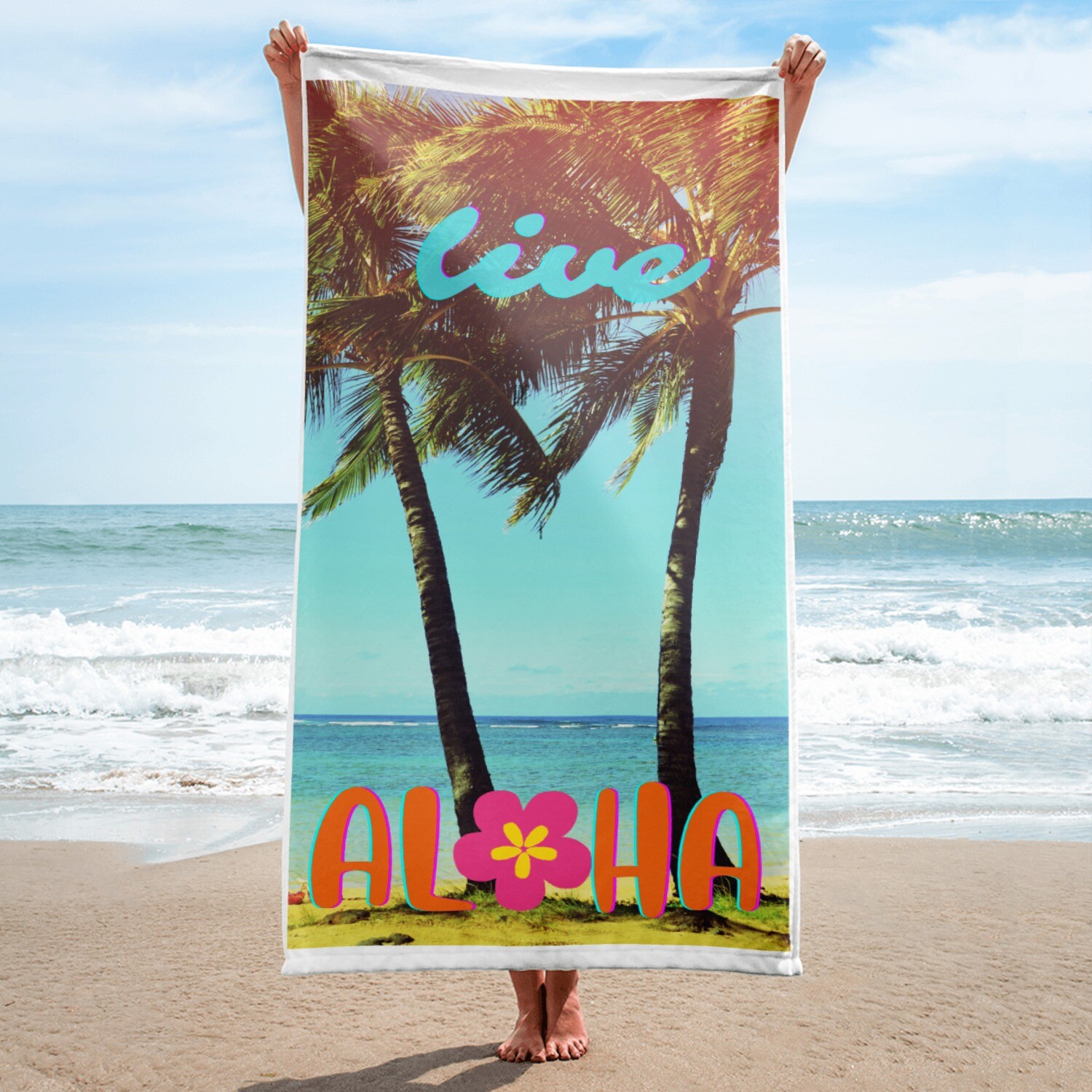 Live Aloha Hawaiian Beach Towel