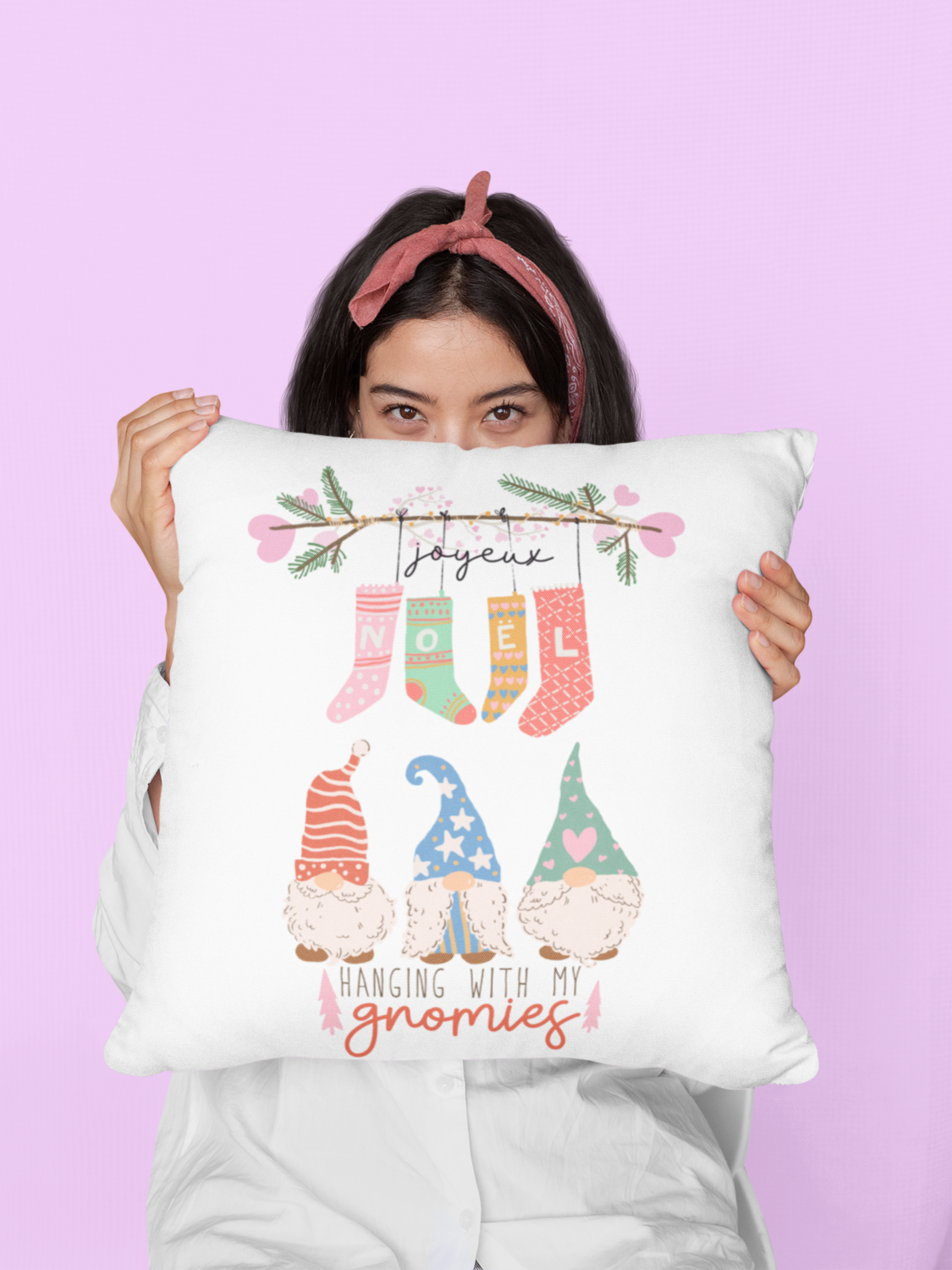 Hanging with my Gnomies Christmas Pillow