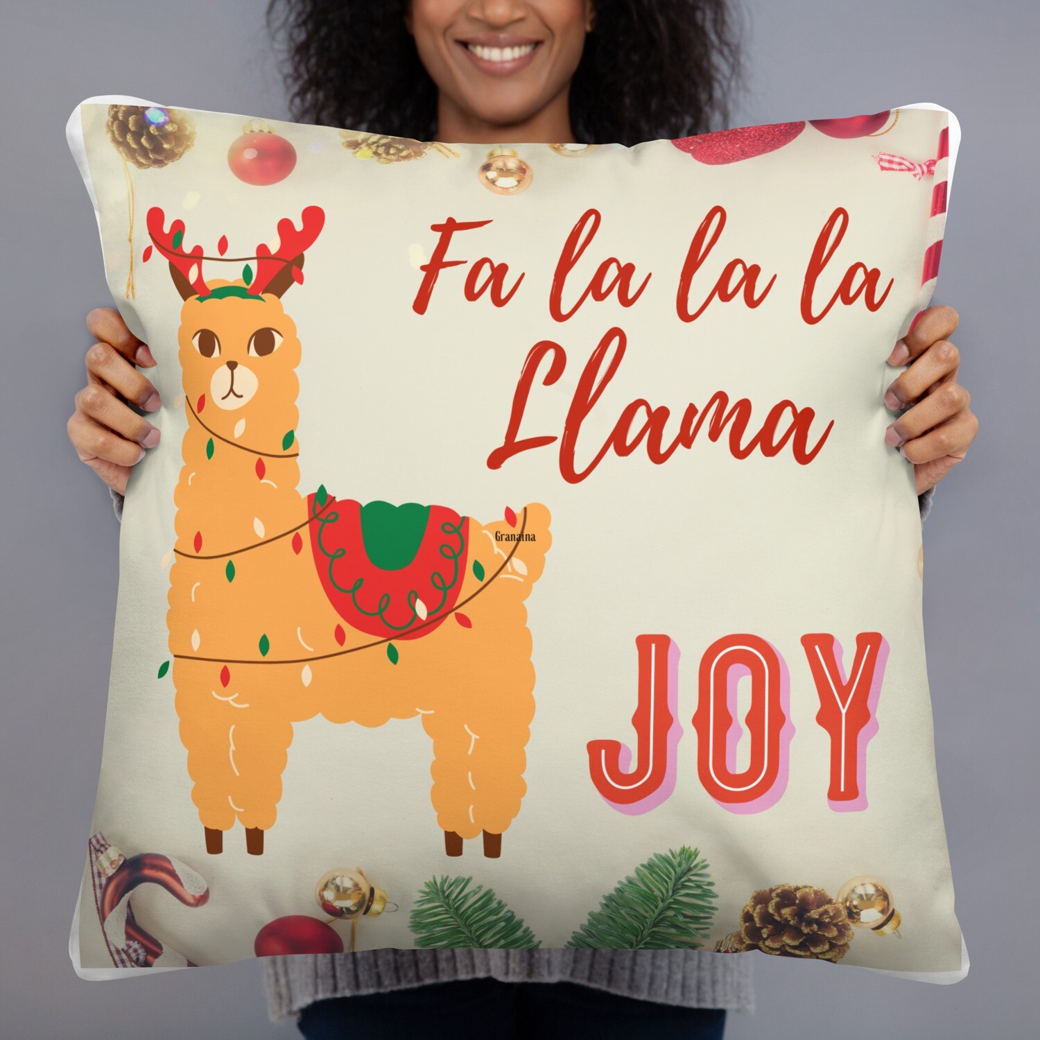 Fa La La La Llama Christmas Pillow