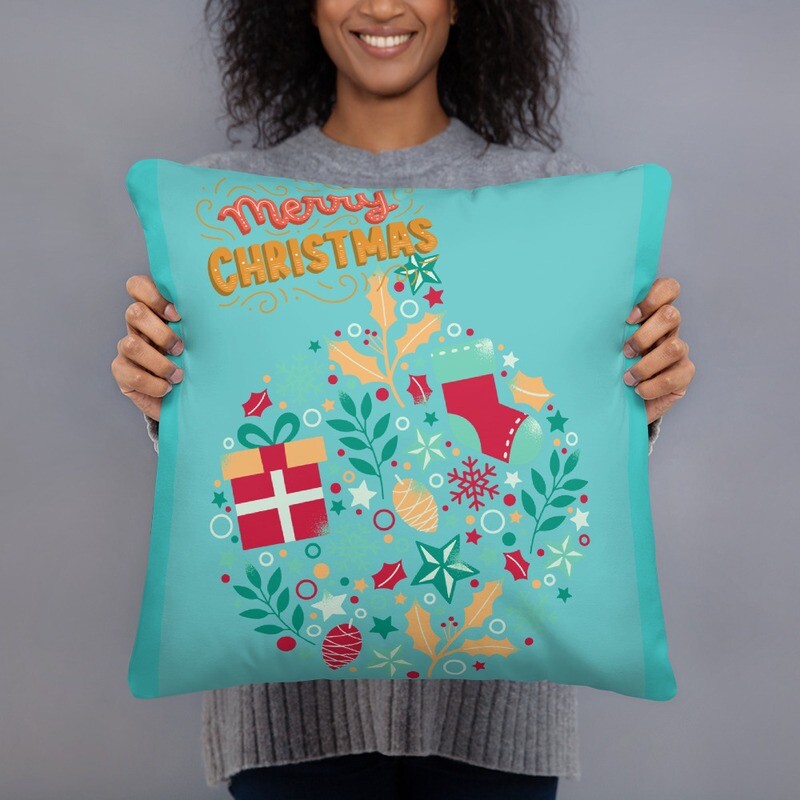 Merry Christmas Retro Pillow