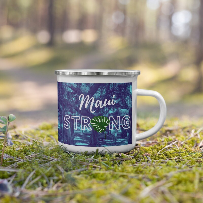 Maui Strong Enamel Mug, Coffee, Tea, Hot Coco Cup, Camping Mug, Hawaii Travel Mugs, Gifts for Sports or Outdoor Enthusiasts, Lahaina Strong