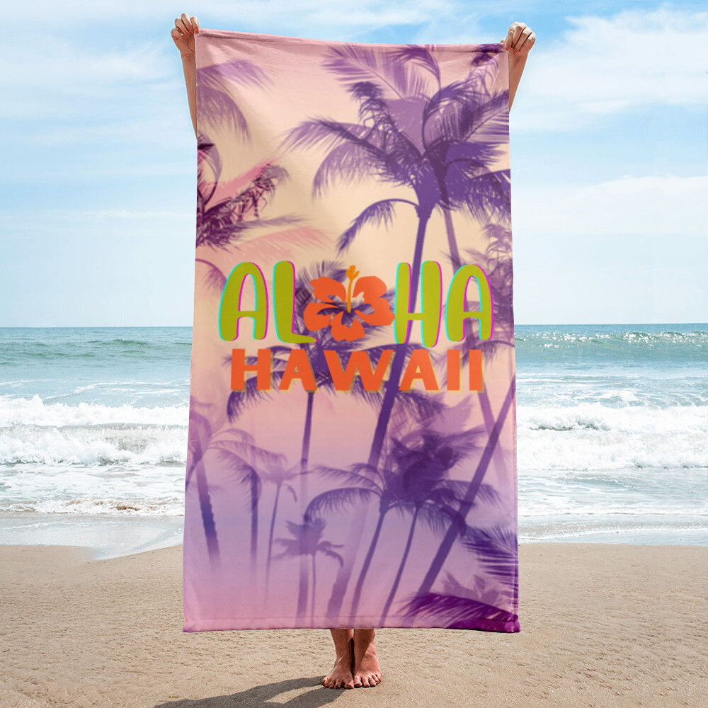 Aloha Hawaii Vintage Hawaiian Print Palm Tree Towel