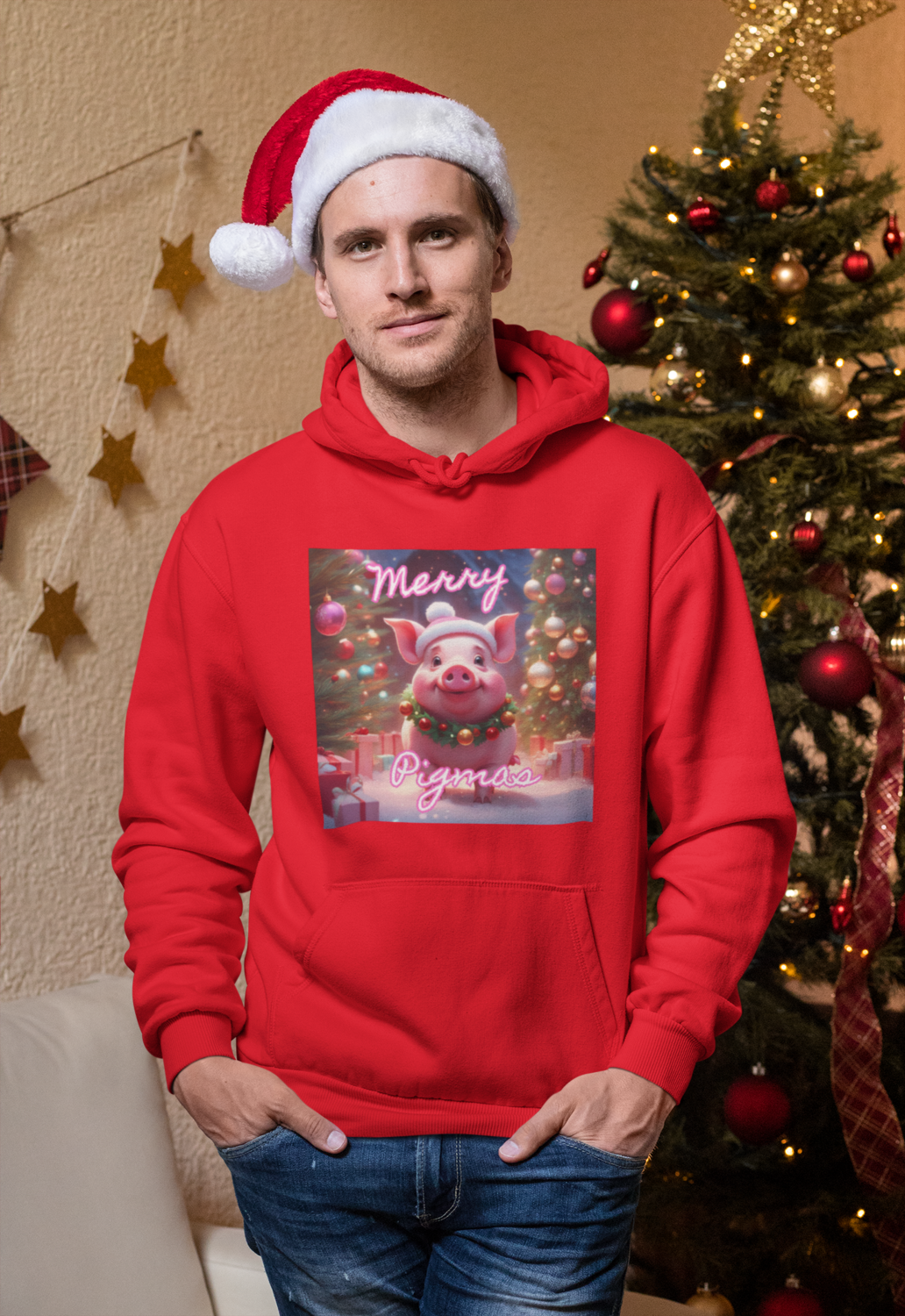 Merry Pigmas Unisex Funny Cute Pig Christmas Hoodie