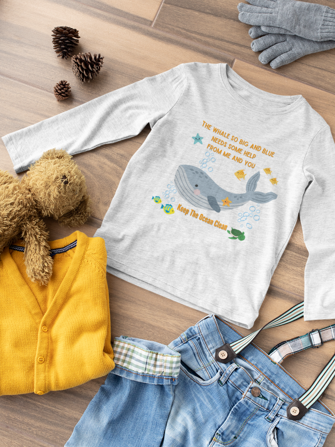 Whale Ocean Themed  Unisex Youth Long Sleeve T-Shirt