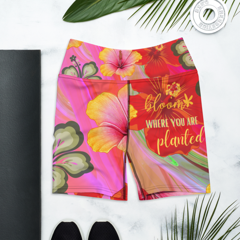 Bloom Where You Are Planted, Yoga, Exercise, Swim, Hawaii Surf Shorts