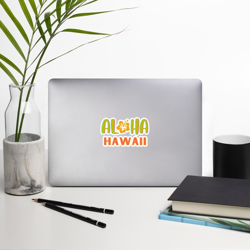 Aloha Hawaii Orange Hibiscus Bubble-free Decal