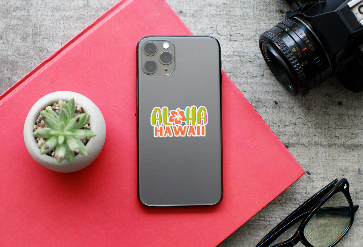 Aloha Hawaii Orange Hibiscus Bubble-free Stickers