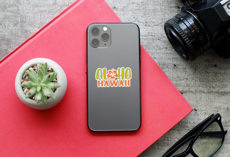 Aloha Hawaii Orange Hibiscus Bubble-free Stickers