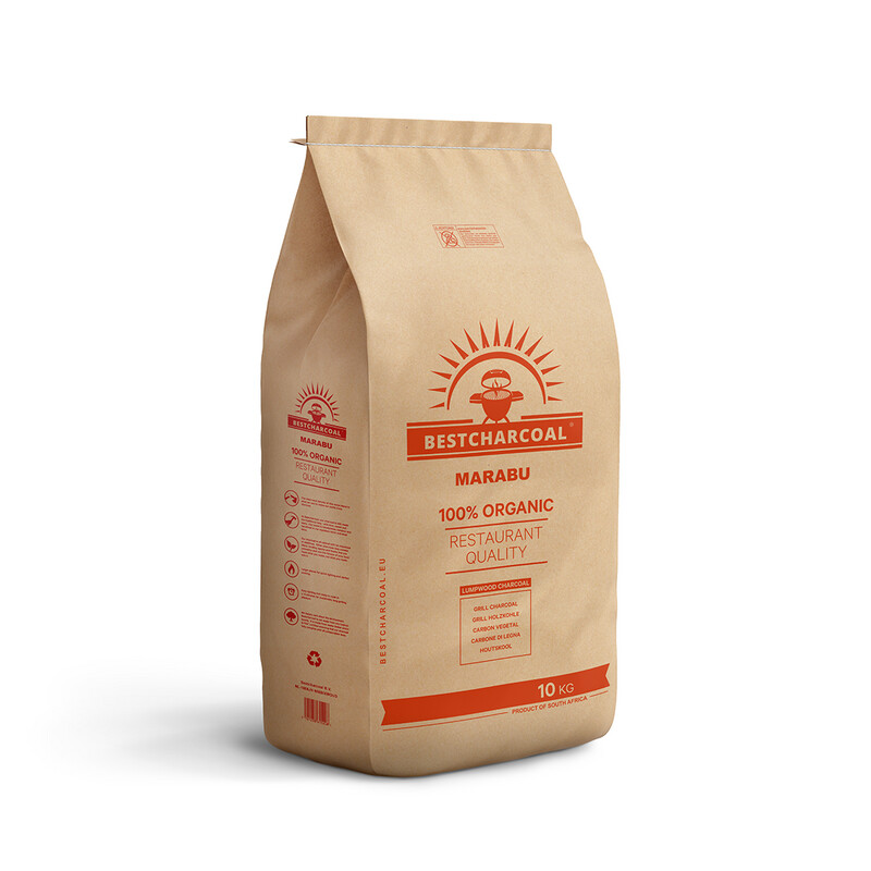 Bestcharcoal Marabu houtskool 10 kg – harde, lang brandende houtskool voor intens grillen.