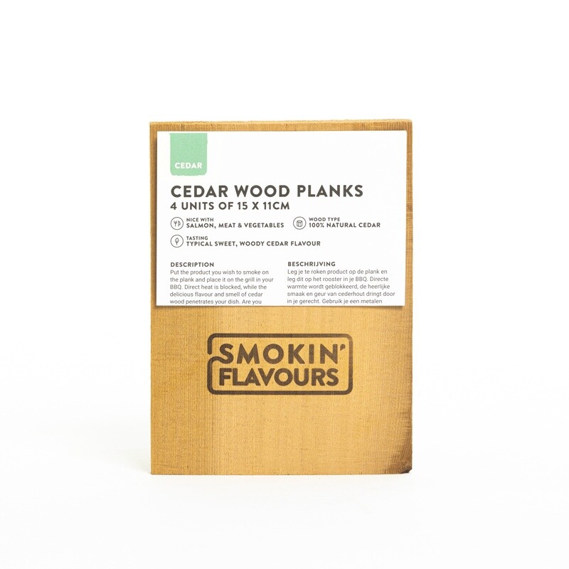Smokin Flavours rookplankjes 4 stuks voor subtiele rooksmaak bij vis, vlees en groente.