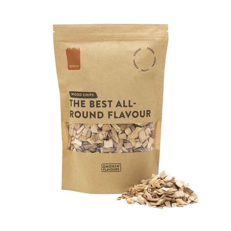 Smokin Flavours beuken rookchips voor een milde, neutrale rooksmaak bij elke barbecue.