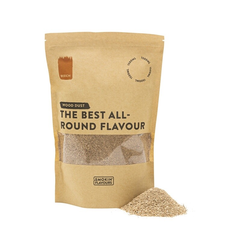 Smokin Flavours beuken rookmot voor milde, neutrale rooksmaak bij koud roken van vis en vlees.