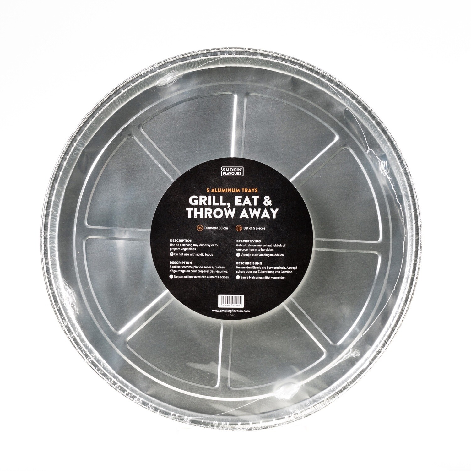 Smoking flavours aluminium druippan rond (5 stuks) 33 cm