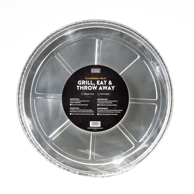 Smoking flavours aluminium druippan rond (5 stuks) 33 cm