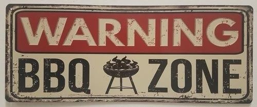 BBQ wandbord Warning BBQ zone