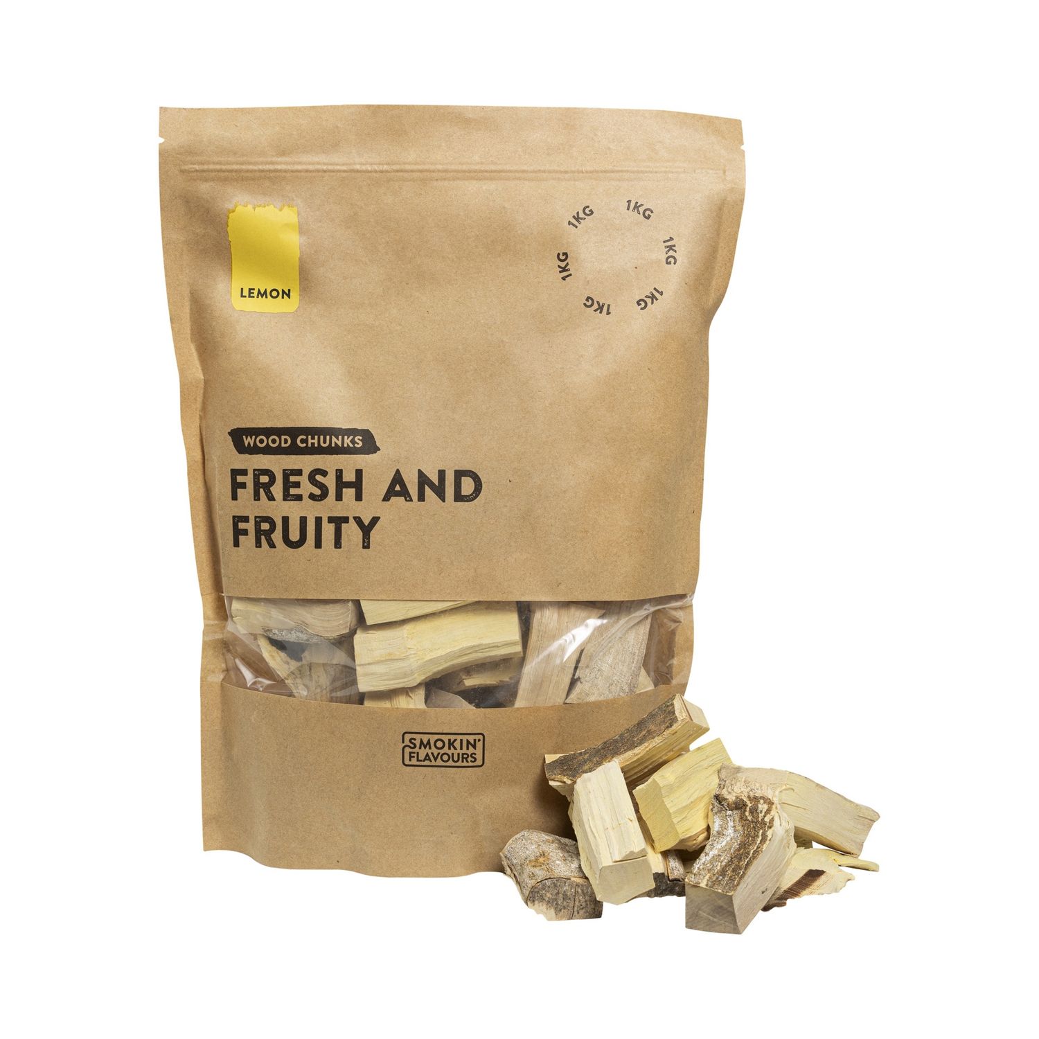 Smokin’ Flavours citroen rookchunks 1 kg voor frisse, milde rooksmaak bij vis en kip.