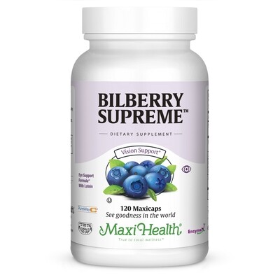 Maxi Health, Kosher Bilberry Supreme, Eye Support Formula With Lutein - 120 Vegetarian Capsules