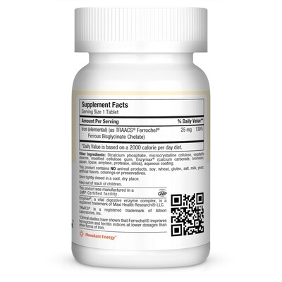 Maxi Health, Kosher Maxi Ferrochel 25 (Elemental Iron) - 100 Tablets