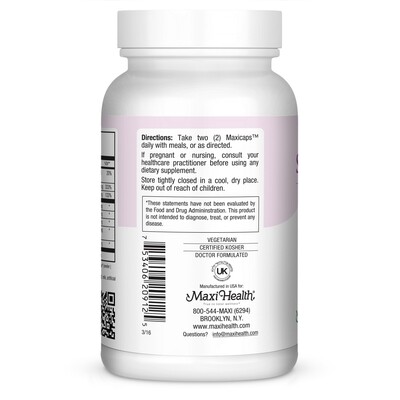 Maxi Health, Kosher Maxi Skin H &amp; N (Hair &amp; Nail) Support - 120 Vegetarian Capsules